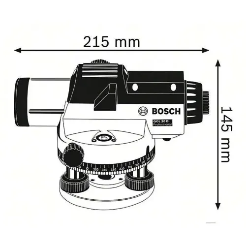 Bosch GOL 20 D Professional оптический нивелир + бленда, кейс, ключ, отвес и регулировочный штифт 0601068400
