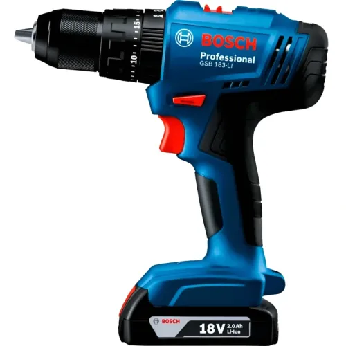 Bosch Professional GSB 183-LI аккумуляторная ударная дрель-шуруповерт (2 x 2 Ач, ЗУ), 06019K9120