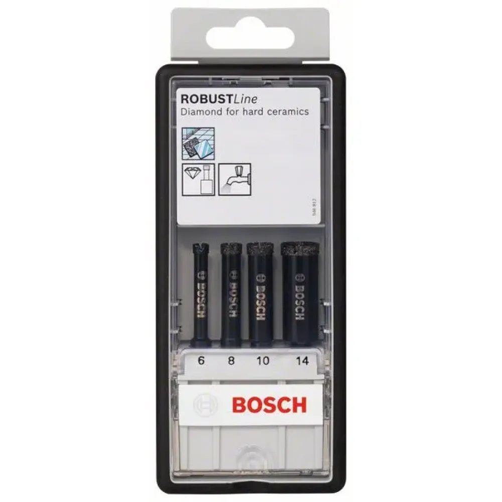 Bosch RobustLine набор алмазных свёрл 6/8/10/14 мм (4 предмета), 2607019880