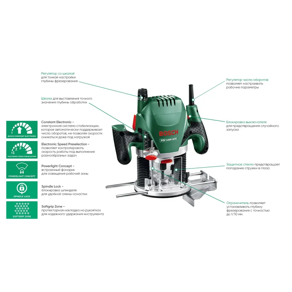 Bosch POF 1400 ACE вертикальный фрезер, 060326C820