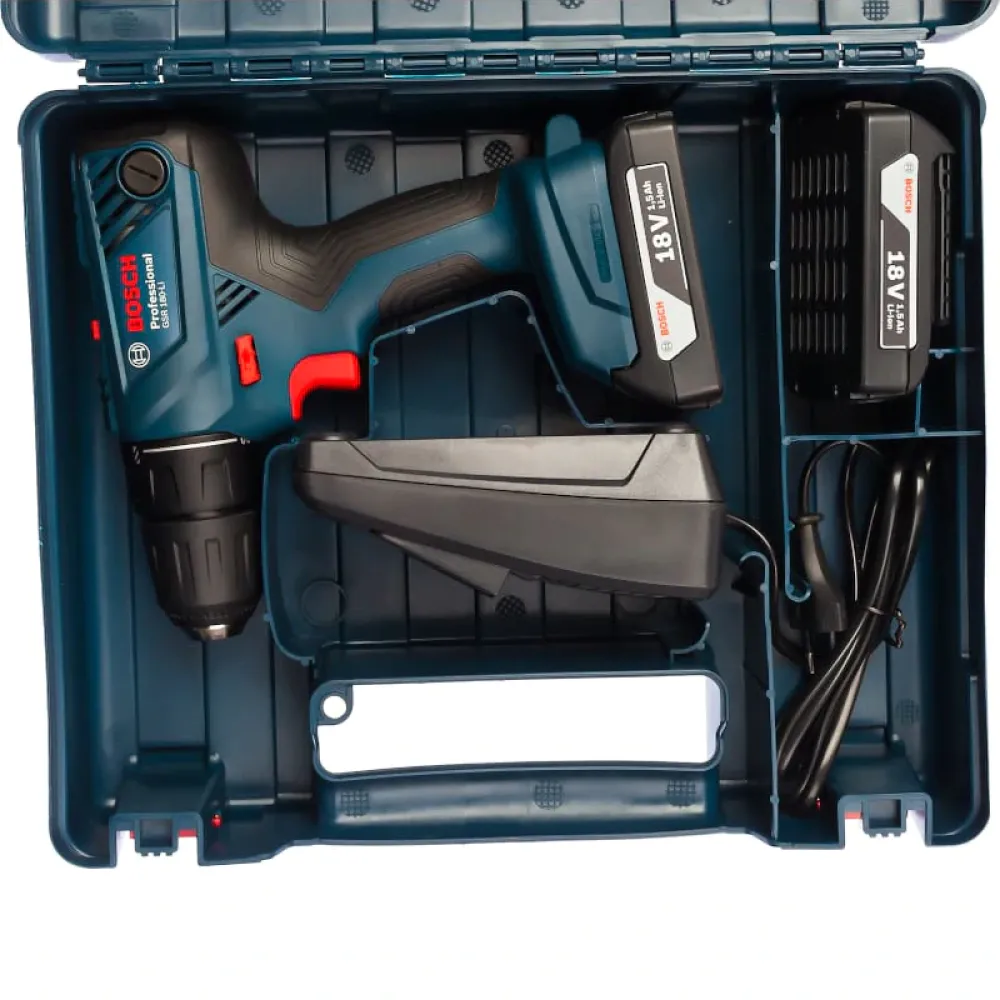 Bosch GSR 180-Li Professional аккумуляторная дрель-шуруповерт (2 x 1.5 Ач, ЗУ), 06019F8109